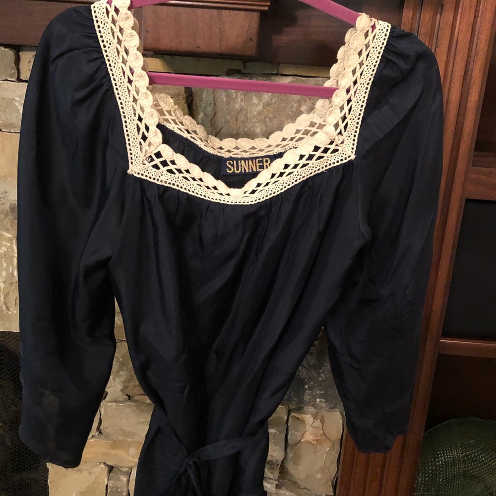 Sunner Anthropologie top, M, navy silk